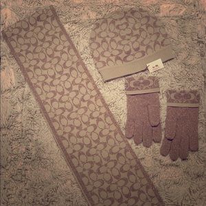 Authentic Coach Matching Scarf, Hat and Gloves Set